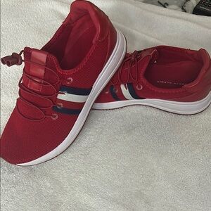 Tommy Hilfiger Red Sneakers with White and Blue Accents